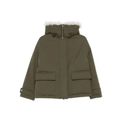 Yves Salomon Hooded Patch-pocket Jacket In Green