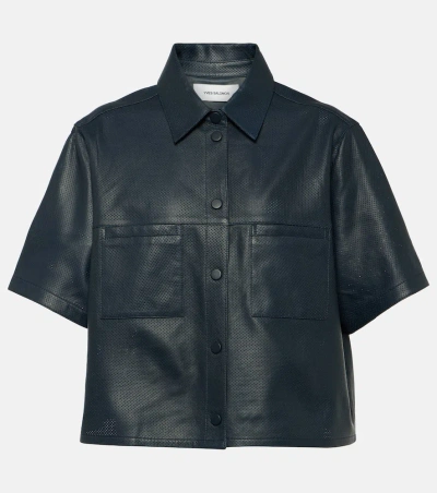 Yves Salomon Oversized Leather Shirt In Black