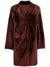 Yves Salomon Oversized Shearling Coat In Red