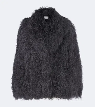 Yves Salomon Shearling Shawl-lapel Jacket In Gray