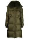 Yves Salomon Padded-design Long-sleeve Coat In Green