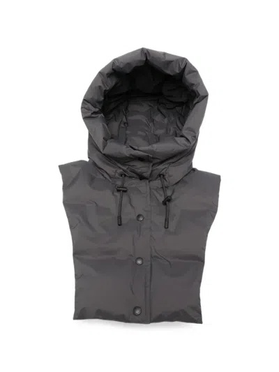 Yves Salomon Padded Drawstring Hood In Gray