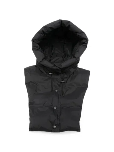 Yves Salomon Padded Drawstring Hood In Black