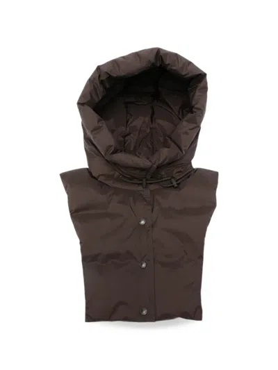Yves Salomon Padded Drawstring Hoodie In Brown