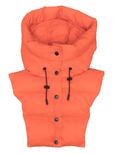 Yves Salomon Padded Hooded Bib In Orange