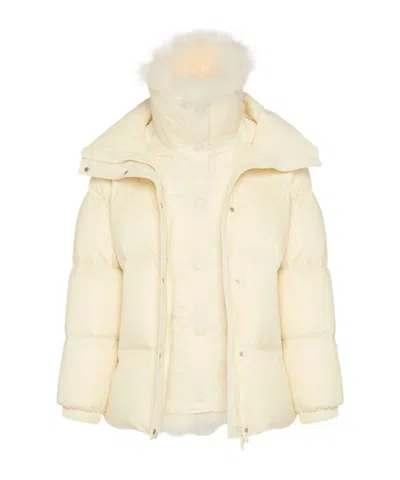 Yves Salomon Padded Oversized Jacket In Neutral