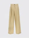 Yves Salomon Linen Trousers With Pleated Front And Wide Leg In Green