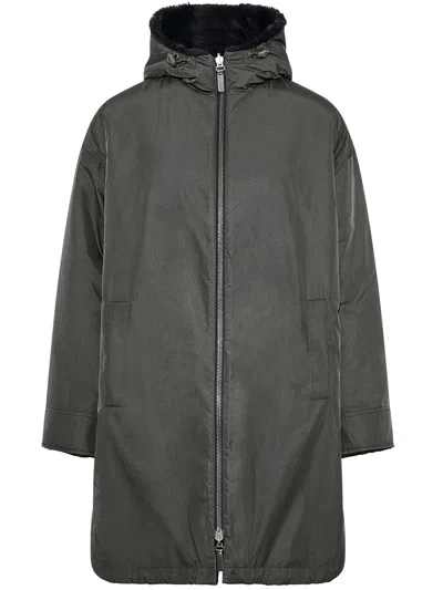 Yves Salomon Faux Fur Parka In Gray