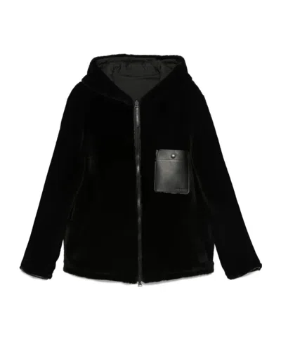 YVES SALOMON PATCH POCKET HOODED JACKET