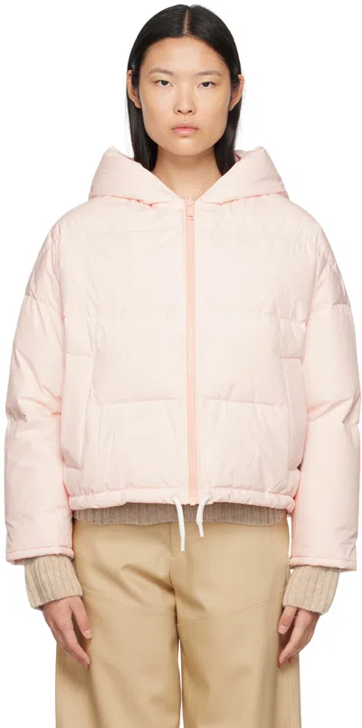 Yves Salomon Pink Quilted Down Jacket In A5089 Rosewater