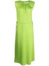 Yves Salomon Pleat-detail Mid-length Dress In Green