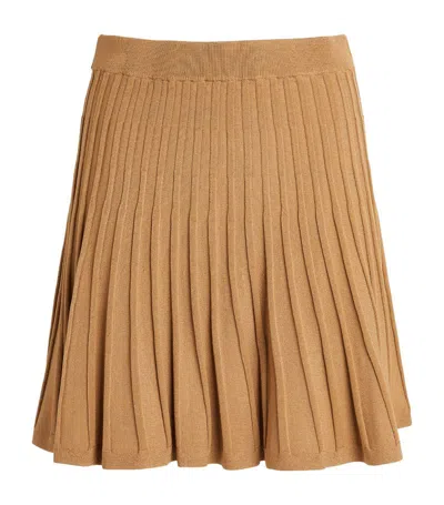 Yves Salomon Pleated A-line Mini Skirt In Beige