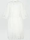 Yves Salomon Pleated Midi Dress In Weiss