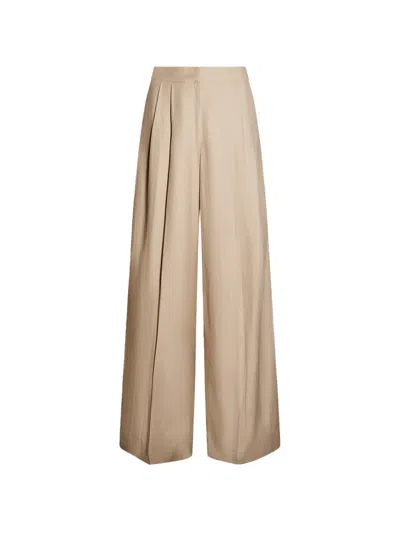 Yves Salomon Pleated Palazzo Pants In Brown