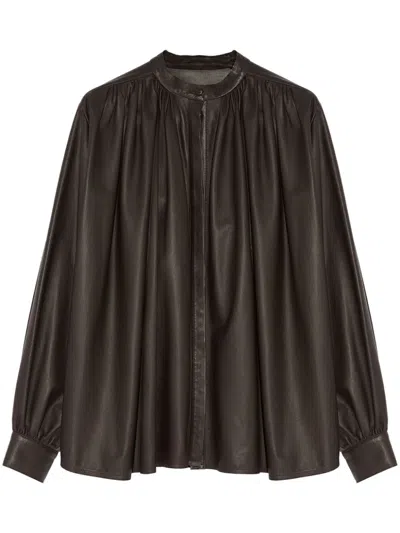 Yves Salomon Pleated Shirt In 褐色