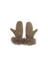 Yves Salomon Plush Trim Gloves In Brown