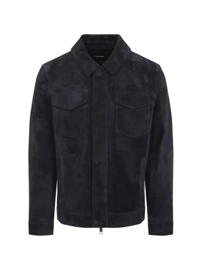 Yves Salomon Pocket Leather Jacket In Black