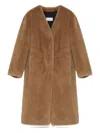 Yves Salomon Pocket Wool Coat In Brown