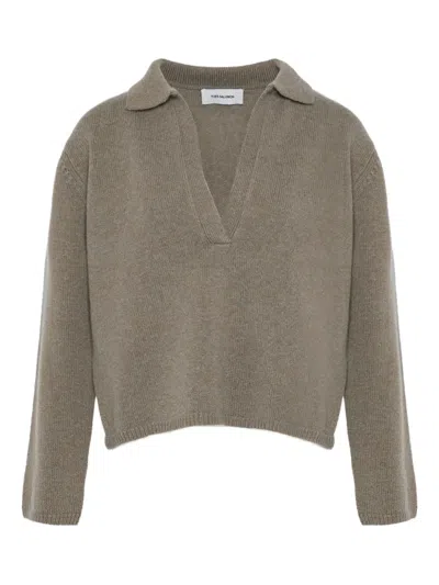 Yves Salomon Polo-collar Sweater In Gray