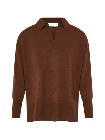 Yves Salomon Polo-collar Sweater In Brown
