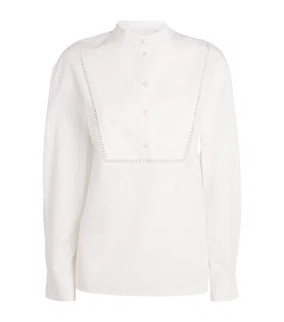 Yves Salomon Poplin Lambskin-embroidered Blouse In White
