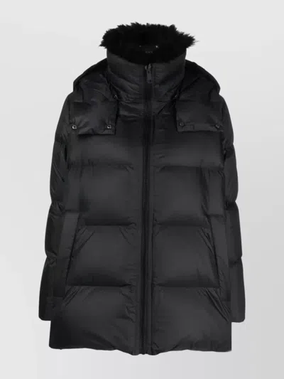 YVES SALOMON PUFFER JACKET WITH FUR TRIM AND HOOD