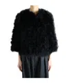 Yves Salomon Black Short Feather Jacket In Black