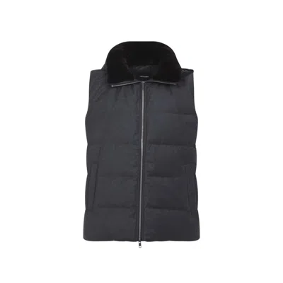 YVES SALOMON QUILTED DOWN-FILLED MINK GILET WITH CONTRAST LINING