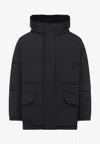 Yves Salomon Padded Black Down Jacket With High Collar And Concealed Zip In Black