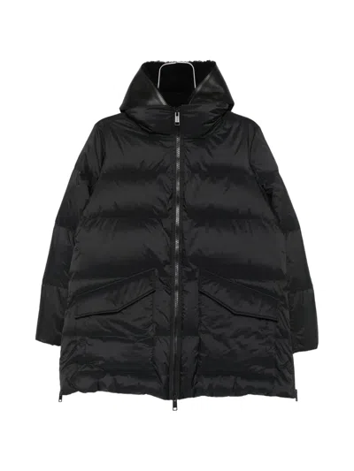 Yves Salomon Quilted Hooded Coat In Black