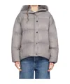 Yves Salomon Gray Hooded Down Jacket In Gray