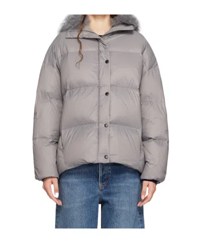 YVES SALOMON QUILTED HOODED DOWN JACKET