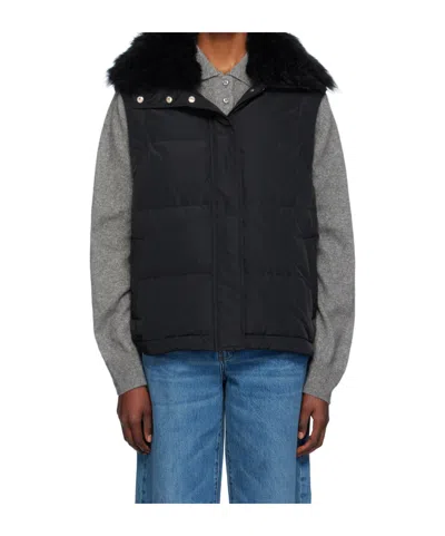 Yves Salomon Quilted Zipper Down Jacket In Black