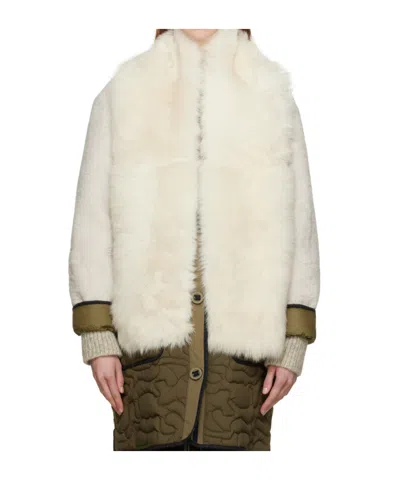 Yves Salomon Rectangular Shawl Scarf In White