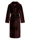 Yves Salomon Reversible Belted Coat In Brown