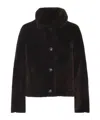 Yves Salomon Deep Grenat Lamb Shearling Jacket With Pointed Collar In Brown