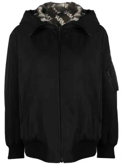 Yves Salomon Reversible Hooded Bomber Jacket In Noir
