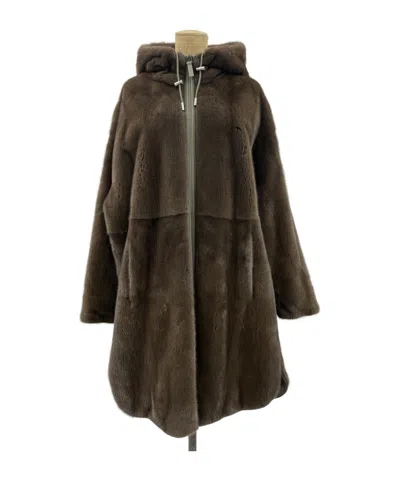 Yves Salomon Reversible Hooded Coat In Brown