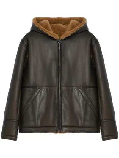 Yves Salomon Reversible Jacket In Brown