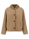 Yves Salomon Shearling Buttoned Leather Coat In Brown