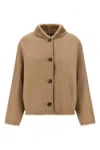 Yves Salomon Shearling Buttoned Leather Coat In Brown