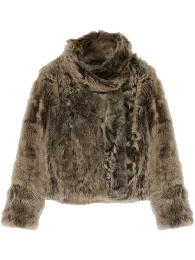 Yves Salomon Reversible Leather Jacket In Nude