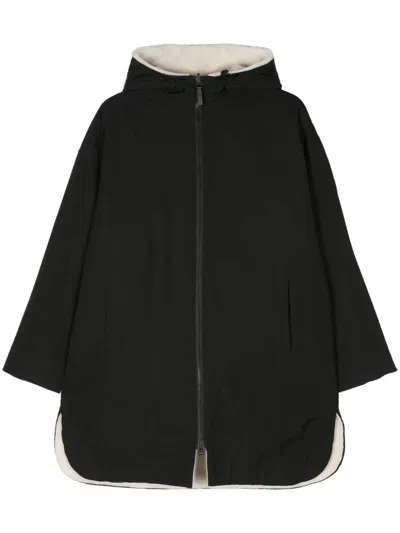 Yves Salomon Reversible Logo-patch Shearling Coat In Black