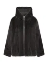 Yves Salomon Reversible Parka Mink Mahogany In Black