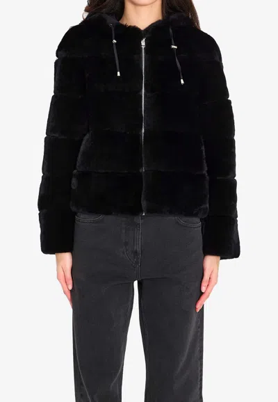 Yves Salomon Reversible Rabbit Fur Jacket In Black