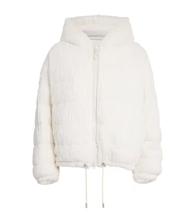 Yves Salomon Reversible Ribbed Lambswool Jacket In White