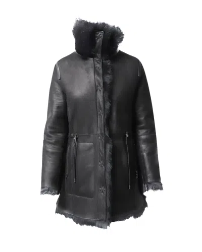 Yves Salomon Reversible Shearing Parka In Lambskin Leather In Black