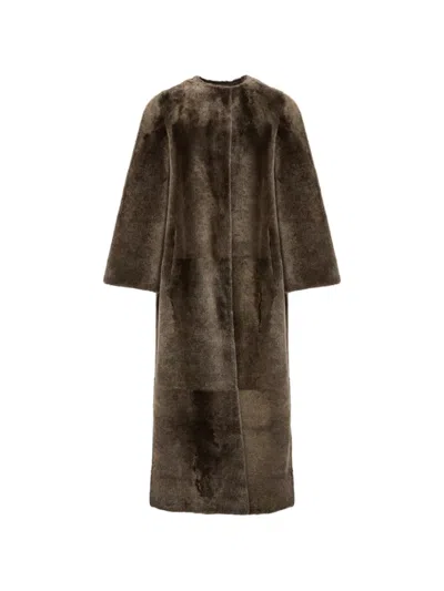 Yves Salomon Reversible Shearling Coat In Multi