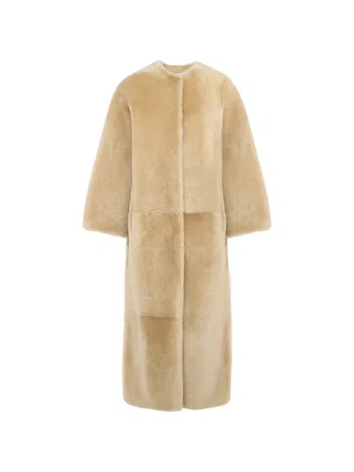 Yves Salomon Reversible Shearling Coat In Gold
