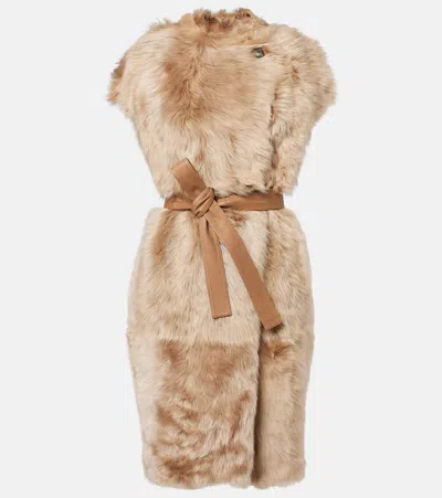 Yves Salomon Reversible Shearling Coat In Brown